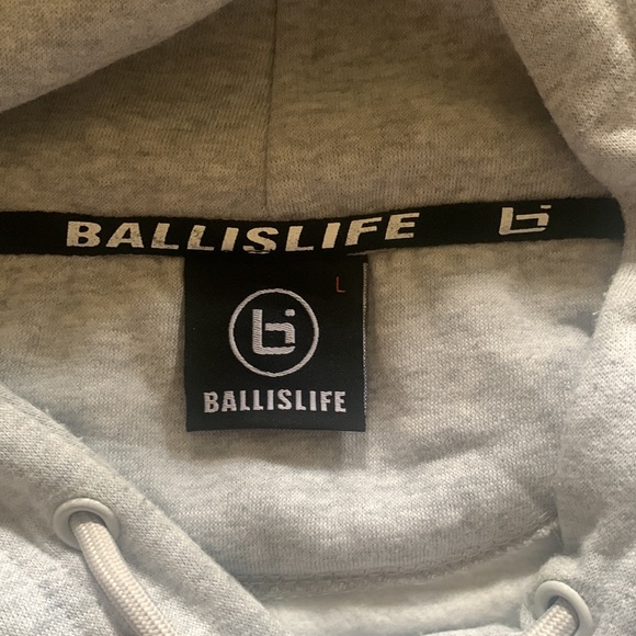 Grey Ball is Life hoodie with Cursive Logo Patch on Front - Picture 3 of 3